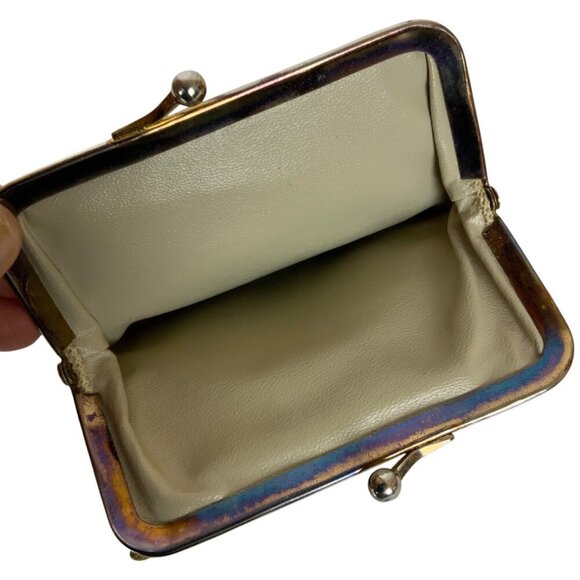 Princess Gardner Wallet Coin French Purse Gold Leather Embroidered Flower 1950s - Picture 4 of 8